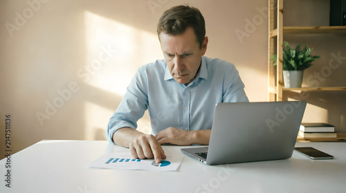 A businessman found an error in a report.