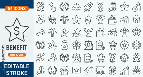 Foto Benefit Line Icon Set