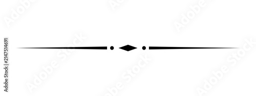 Obraz na płótnie Black decorative divider line with a diamond shape and dots in the center for te