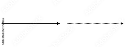 Black solid line and dotted line with arrows pointing to the right