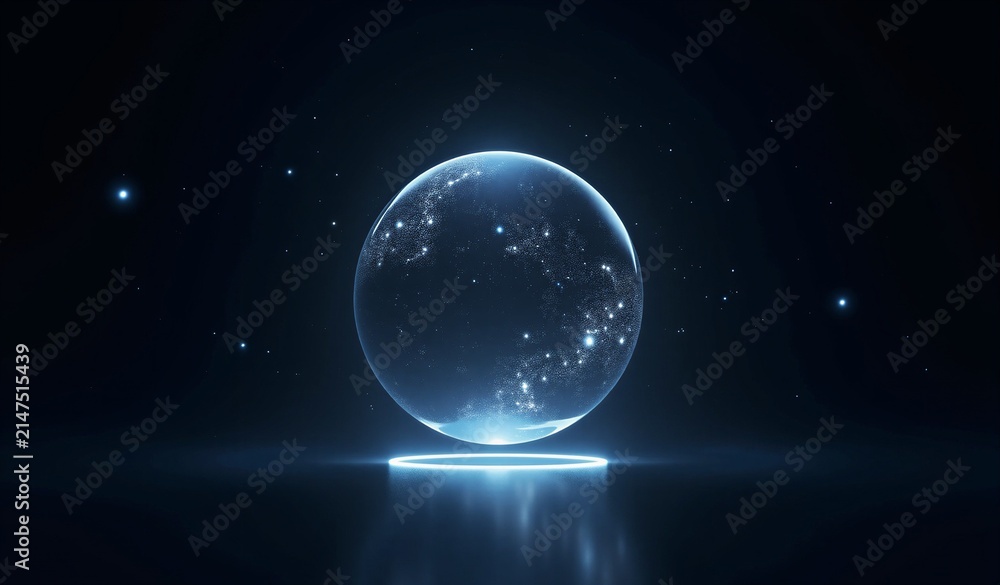 Fototapeta premium Transparent Holographic Sphere Containing a Digital Universe