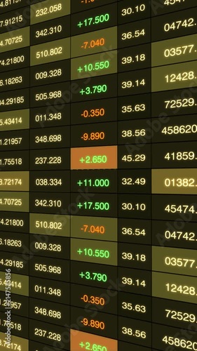 Dynamic Financial Data Display Featuring Stock Prices, Changes, and Trends in an Interactive Dashboard Setting with Color-Coded Indicators
