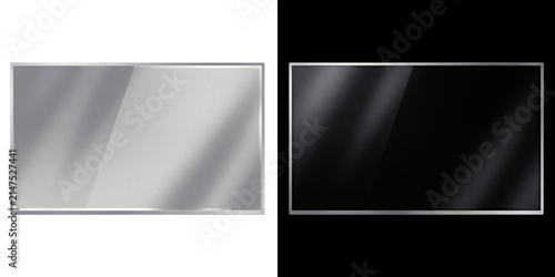 Картината върху платно Glossy Glass Screen Reflection Frame Isolated on Transparent Background for Disp