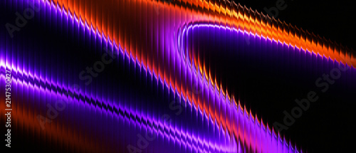 3D liquid metal background with violet and orange neon tech gradient and reeded glass wave distortion