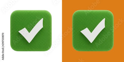 Fotografía Check mark icon and green square button symbol