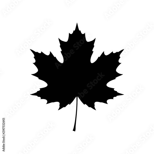 Canvastavla Black maple leaf silhouette vector set, two autumn leaf shadows, simple scalar g