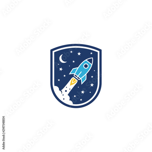 Rocket Launching into Starry Night Sky