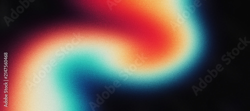 Obraz na płótnie Vibrant orange blue white psychedelic grainy gradient color flow wave on black b