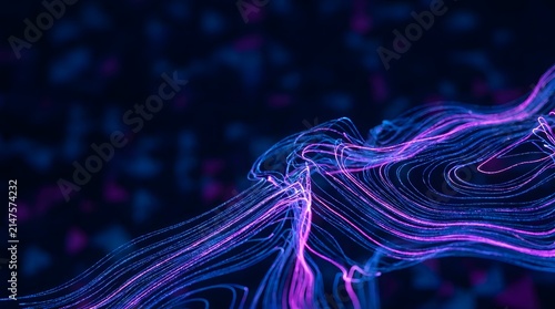 Abstract flowing lines in vibrant blue and purple hues creating a dynamic visual effect