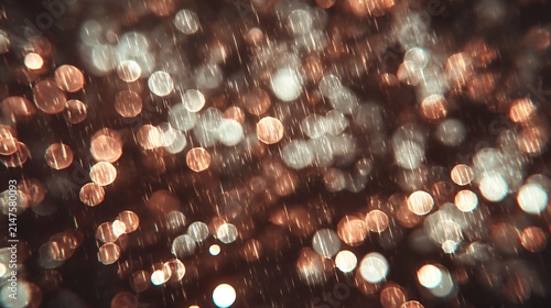 Sparkling Warm Golden Bokeh and Raindrop Light Effects Overlay Background for Festive and Magical Photo Manipulations