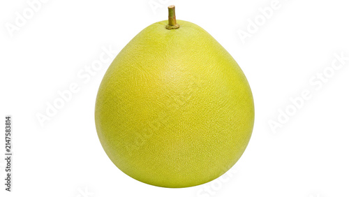 Pomelo Fruit with Stem Isolated on Transparent Background