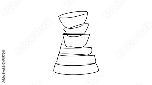 Stacked bowls illustration on white background.