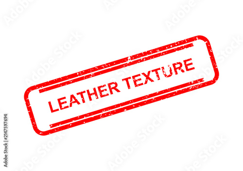 Foto Red leather texture stamp with text label illustration