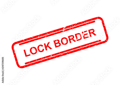 Принти на полотні Red lock border stamp with text warning illustration