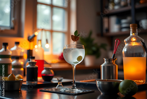 Refreshing gin and tonic co...