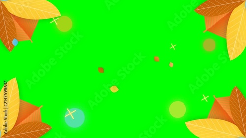 Autumn Leaves Border Frame on Green Screen Background for Fall Season Compositing