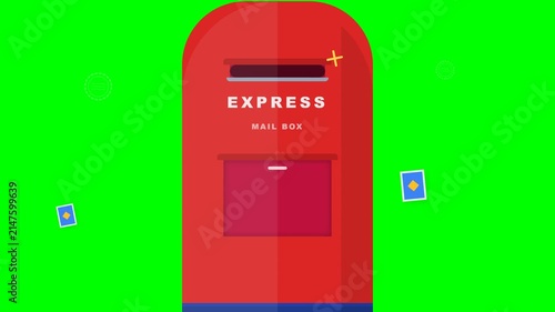Red Express Mail Box Illustration on Green Screen for Postal Services and Communication