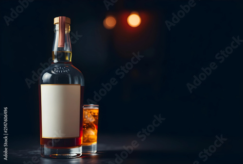 Whiskey bottle with blank l...