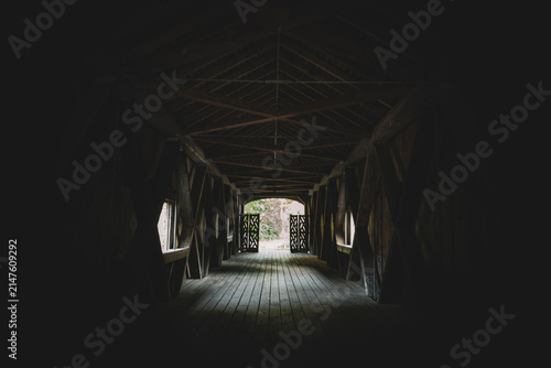 Historic Comstock Covered Bridge Interior in Colchester, Connecticut