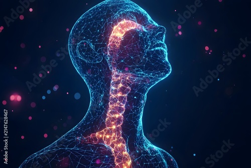 Thyroid checkup awareness banner with radiant anatomy photo