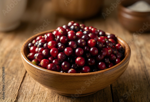 Fresh red cranberries in a ...