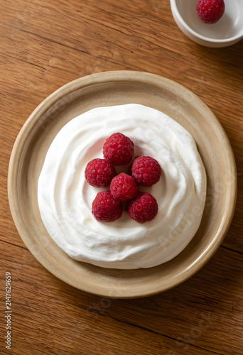 Fresh red raspberries on a ...