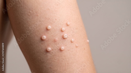 Macro Close Up of Molluscum Contagiosum Papules on Human Arm