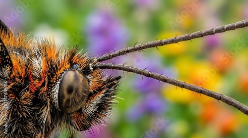 Detailed Close-Up of Insect in Colorful Flower Garden