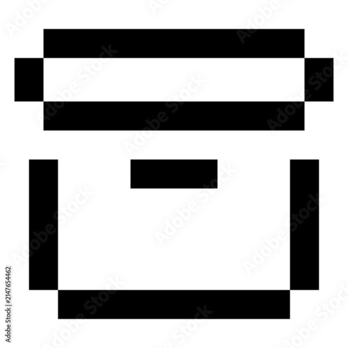 Pixel outline archive box icon. Editable monochrome vector symbol for user interfaces, mobile apps, websites, signage and digital design.