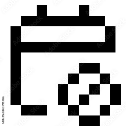 Pixel outline calendar ban icon. Editable monochrome vector symbol for user interfaces, mobile apps, websites, signage and digital design.
