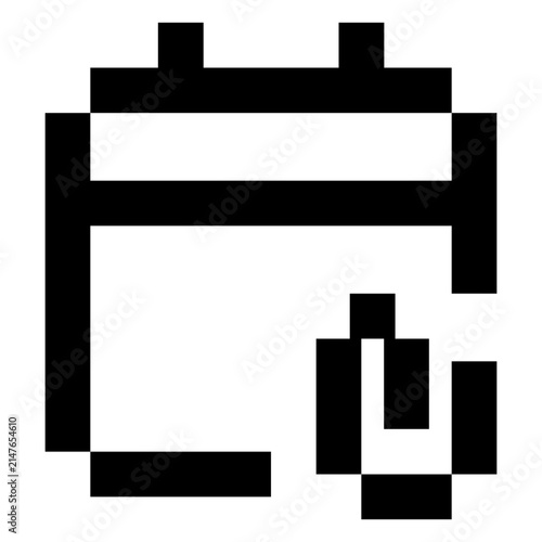 Pixel outline calendar attachment icon. Editable monochrome vector symbol for user interfaces, mobile apps, websites, signage and digital design.