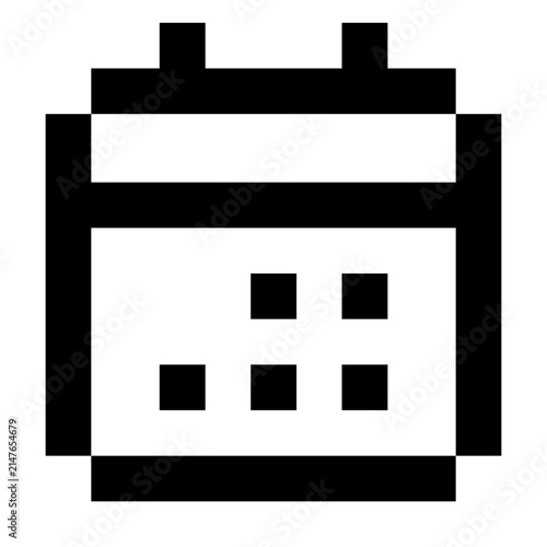 Pixel outline calendar days icon. Editable monochrome vector symbol for user interfaces, mobile apps, websites, signage and digital design.