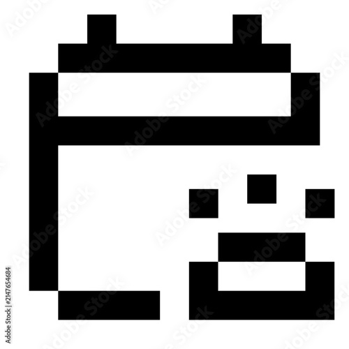 Pixel outline dog calendar icon. Editable monochrome vector symbol for user interfaces, mobile apps, websites, signage and digital design.