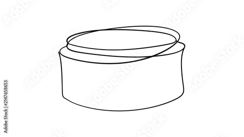 Empty cylindrical container with lid white background.