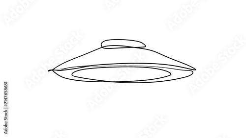 Futuristic UFO illustration on white background.