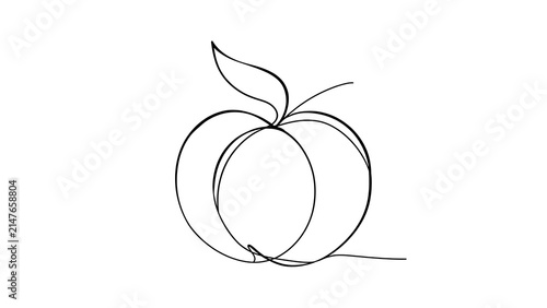 Minimalist peach line art illustration white background.