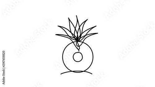 Minimalist pineapple illustration white background.