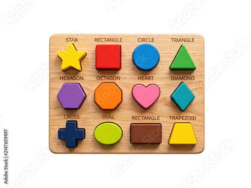 Wooden Geometric Shape Sorting Puzzle Board for Children