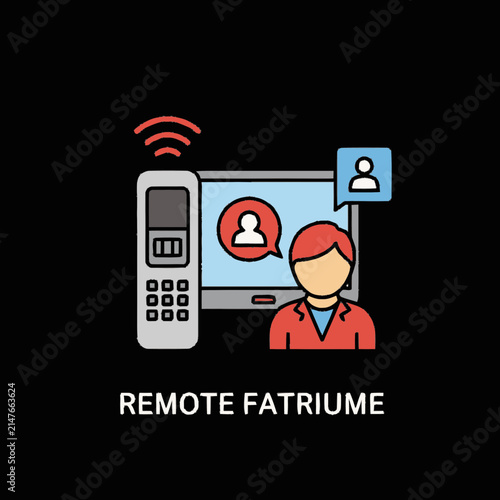 Icon depicting remote interview concept with person and digital communication tools.