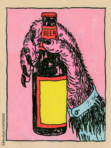 hand with bottle of wine
