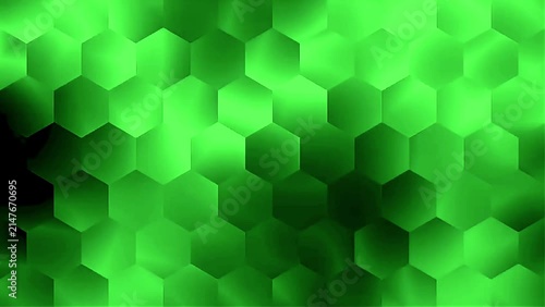 Hexagonal background video with green light