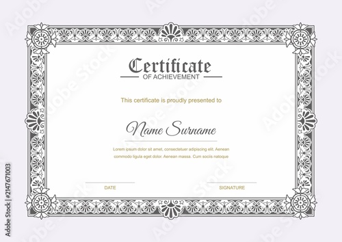 Classic Ornamental Certificate Template with Decorative Floral Frame
