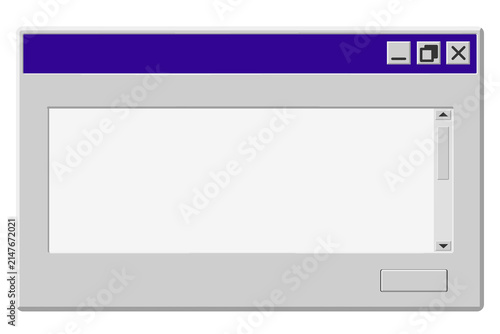 Retro Operating System Pop Up Window Frame Template With Scroll Bar And Blank Space For Mockup Design