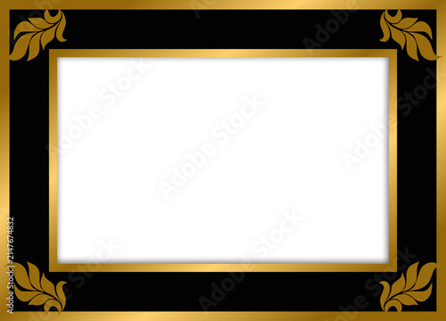 gold frame with gold ribbon