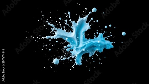 Blue milk splash on black background