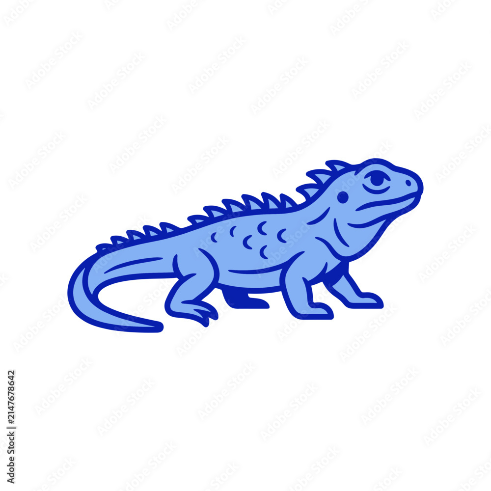 Fototapeta premium Blue Iguana Vector Graphic Illustration Icon Isolated on White Background