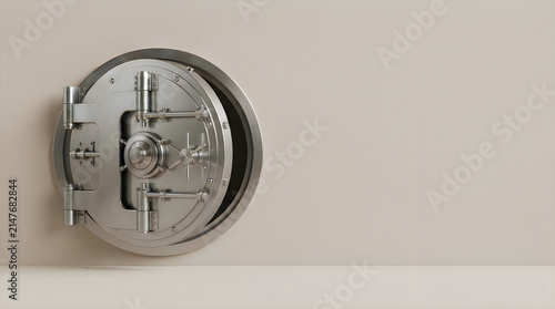 Open heavy metal bank vault door