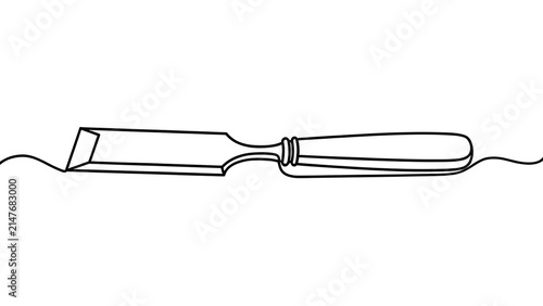 Simple line art knife illustration white background.