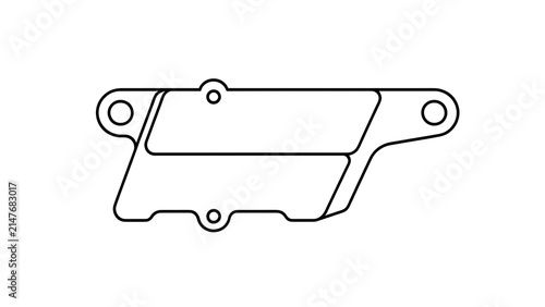 Technical drawing of mechanical part white background.