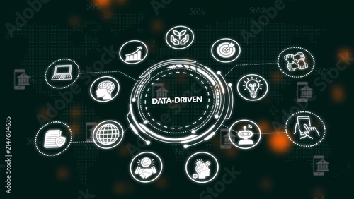 Data-driven concept infographic with circular and network connections